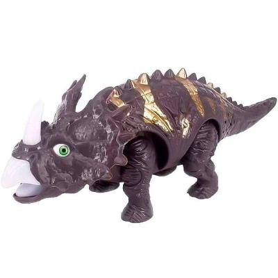 Brinquedo Dinossauro Tricerátops Com Movimento Luzes Led Som Cinza