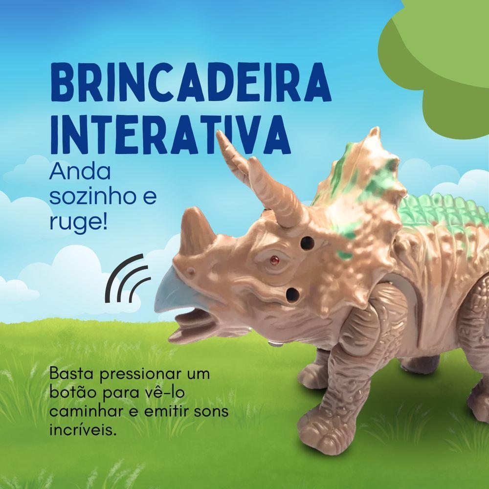 Brinquedo Dinossauro Triceratops Com Som E Luz Com Movimento 23cm - 2