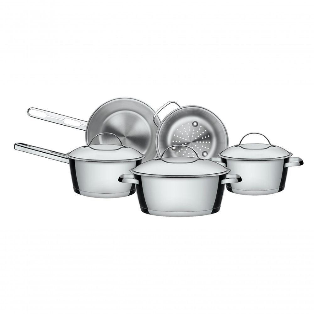 Kit 5 Panelas Allegra em Aço Inox Fundo Triplo Tramontina - 1