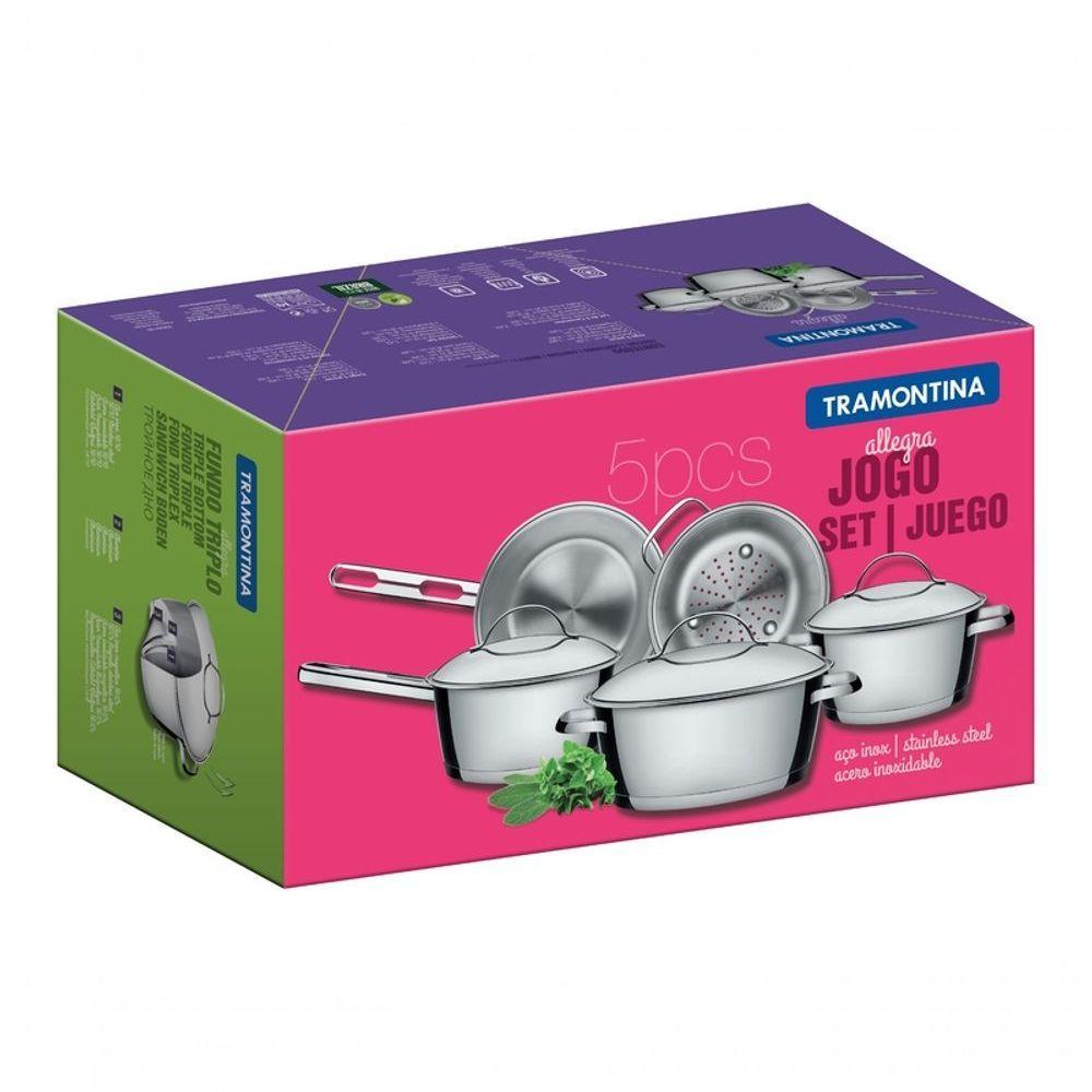 Kit 5 Panelas Allegra em Aço Inox Fundo Triplo Tramontina - 4