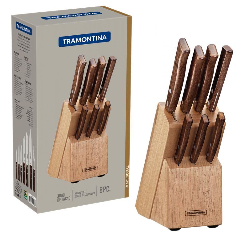 Kit 8 Facas Tradicional Inox/Madeira com Suporte de Madeira - 6