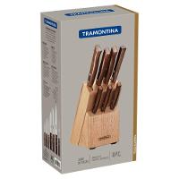 Kit 8 Facas Tradicional Inox/Madeira com Suporte de Madeira