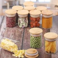 Jogo 2 Potes Hermético Porta Mantimento Vidro Borossilicato Tampa Bambu 90ml - Wolff - 3