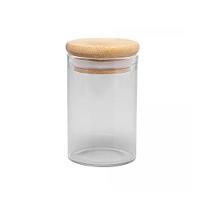 Jogo 2 Potes Hermético Porta Mantimento Vidro Borossilicato Tampa Bambu 90ml - Wolff