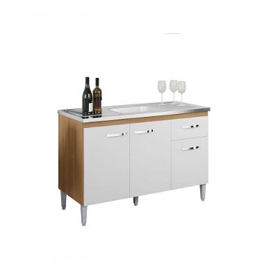 Balcão Gabinete De Pia Gabriela 120cm Amêndoa-branco S-tampo - Ajl Móveis