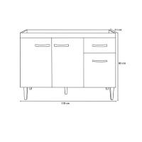 Balcão Gabinete De Pia Gabriela 120cm Amêndoa-branco S-tampo - Ajl Móveis - 4