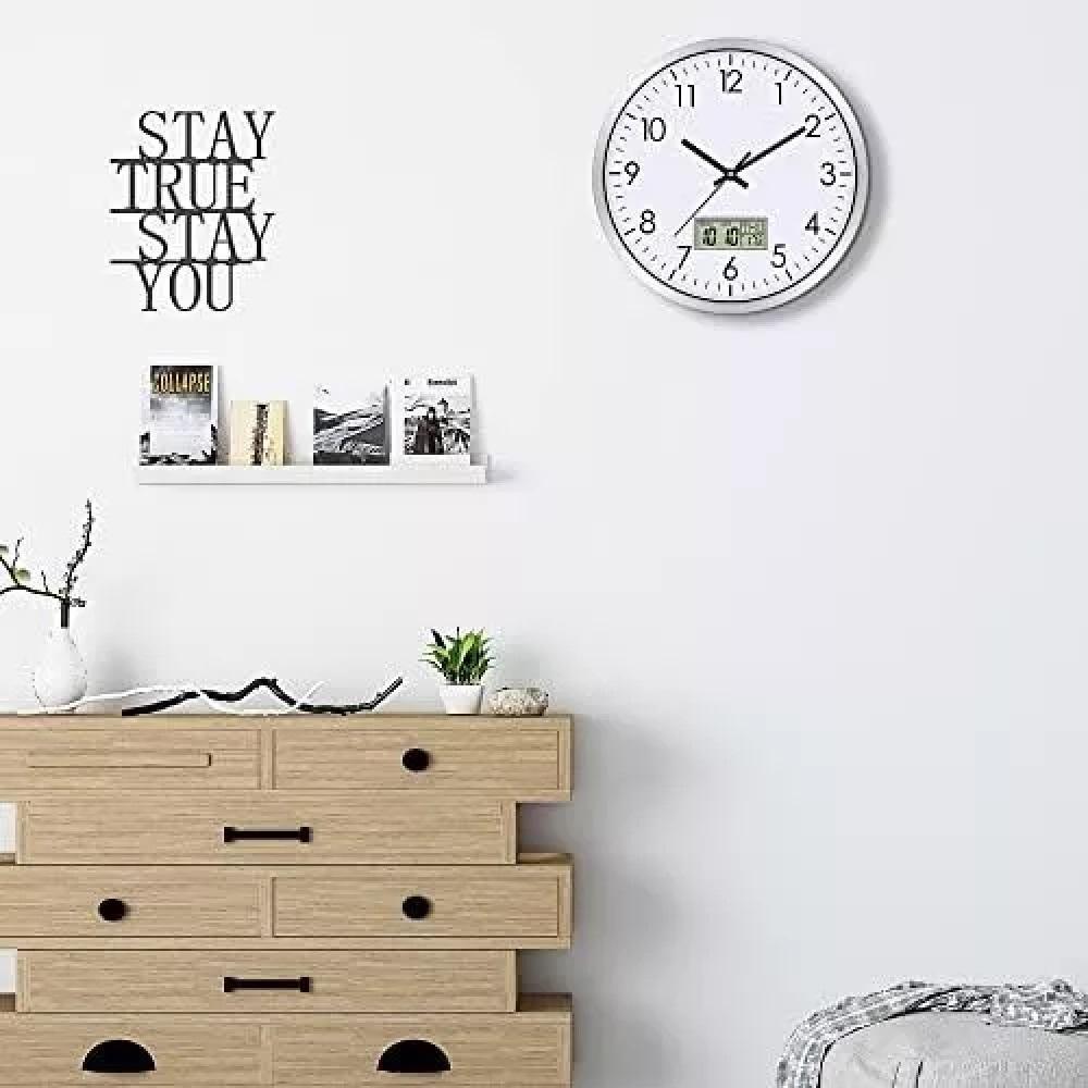 Relogio Parede Completo Calendario Termometro Digital Estilo Aluminio Rose Gold Despertador Escritorio Sala Consultorio - 3