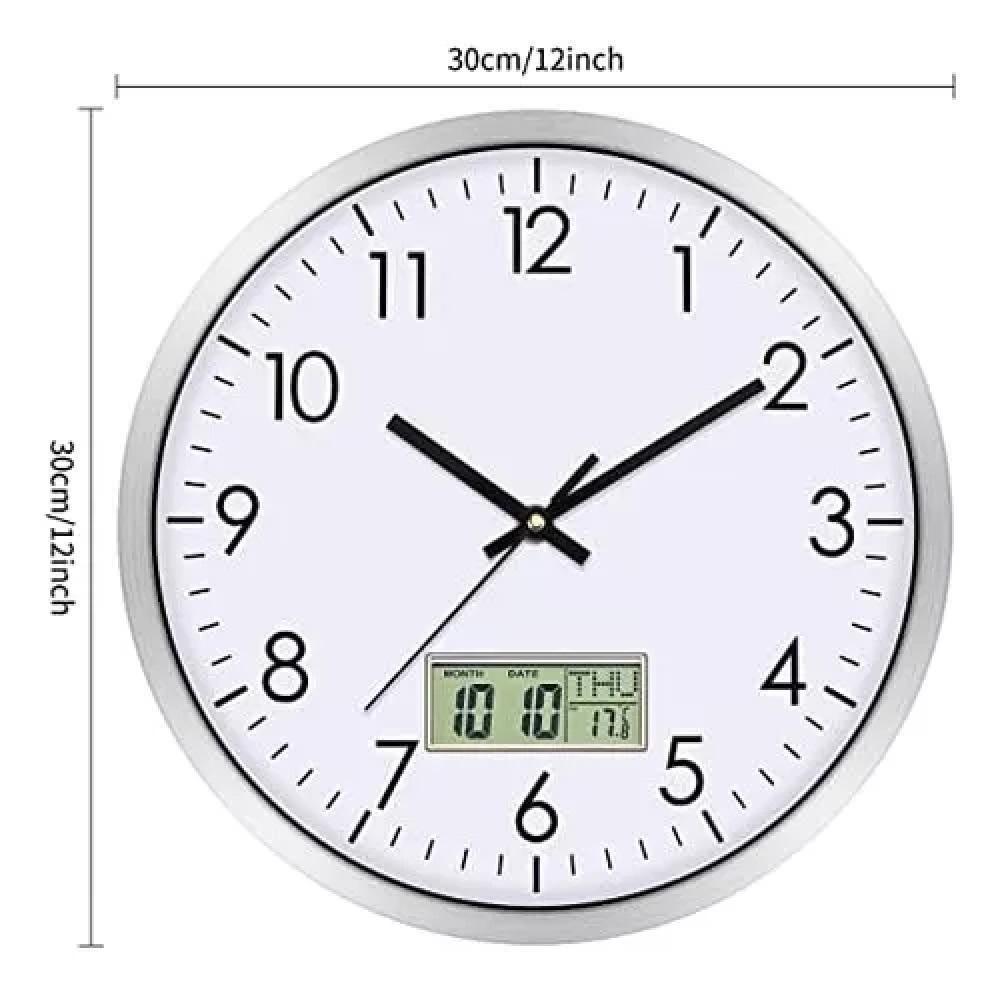 Relogio Parede Completo Calendario Termometro Digital Estilo Aluminio Rose Gold Despertador Escritorio Sala Consultorio - 9