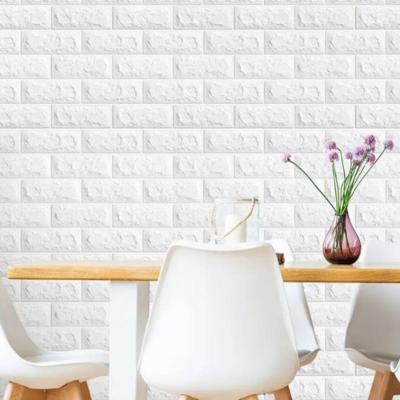 Papel Parede Painel 3d Tijolinho Branco Placa Auto Adesivo Revestimento Espuma 77x70cm Grande Autocolante Decoracao