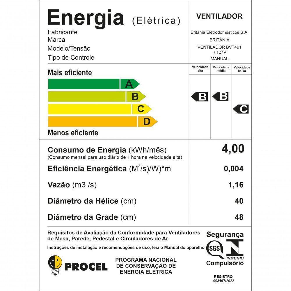 Ventilador Britânia 2 em 1 Tecnologia Maxx Force 174W BVT491 110V - 7