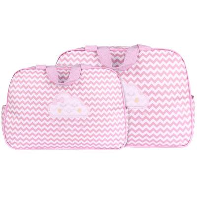 Kit Bolsas Maternidade Nuvem Chevron Baby Rosa