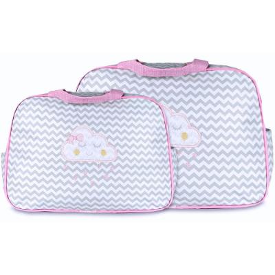 Kit Bolsas Maternidade Nuvem Chevron Baby Cinza E Rosa