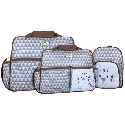 Kit Bolsas E Mochila Maternidade Bebê Tigrinho Cinza E Marrom