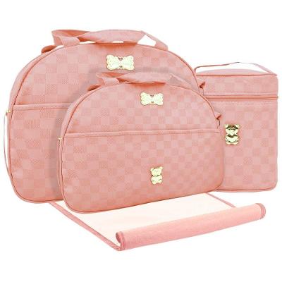 Kit Bolsas Maternidade Xadrez Baby Exclusive Gold Rosé