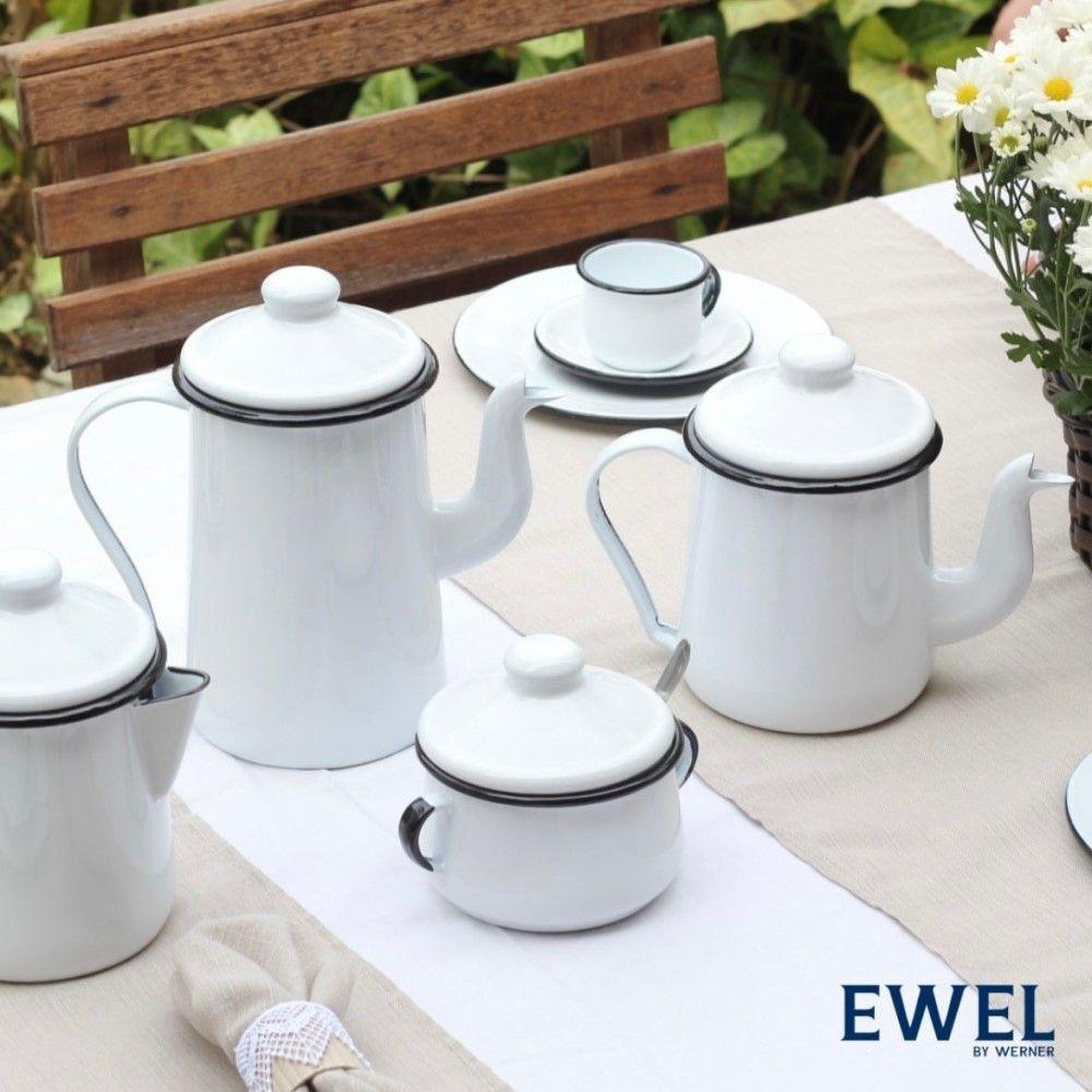 Leiteira Tradicional Esmaltada Branco 1,1 L Ewel - 2