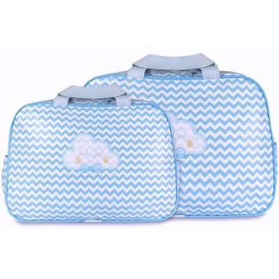 Kit Bolsas Maternidade Nuvem Chevron Baby Azul Claro