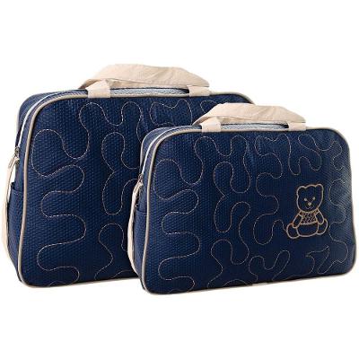 Kit Bolsas Maternidade Ursinho Bordado Baby Azul Marinho