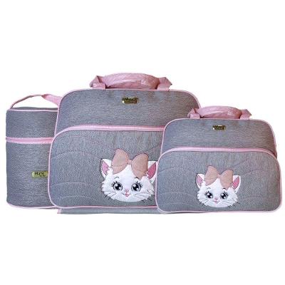 Kit Bolsas Maternidade Animais Baby Premium Cinza E Rosa