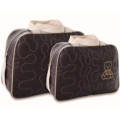 Kit Bolsas Maternidade Ursinho Bordado Baby Marrom