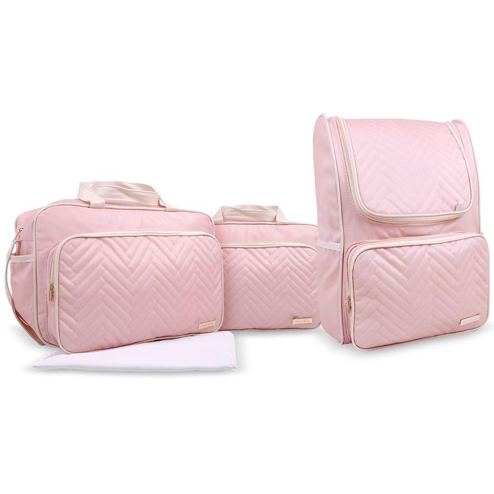 Kit Bolsas E Mochila Maternidade Baby Classic Premium Rosa - 1