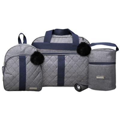 Kit Bolsas Maternidade Baby Premium Elegance Cinza E Marinho
