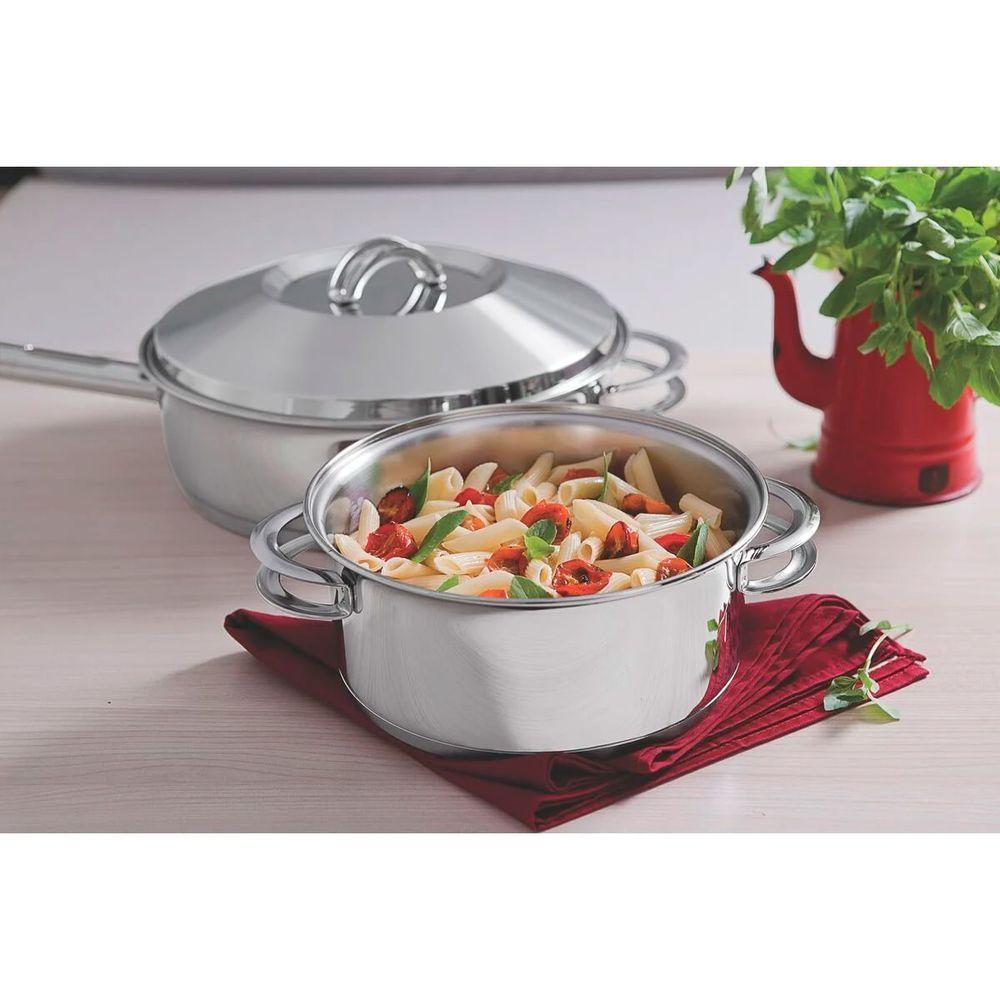 Frigideira Tramontina Em Aço Inox Com Fundo Triplo Tampa Cabo E Alça 28 Cm 4,8 L - 2