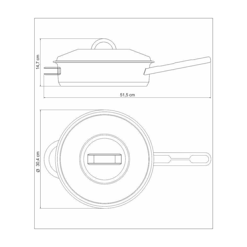 Frigideira Tramontina Em Aço Inox Com Fundo Triplo Tampa Cabo E Alça 28 Cm 4,8 L - 4