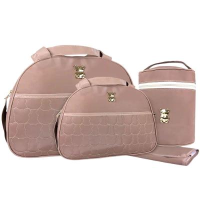 Kit Bolsas Maternidade Urso Bordado Baby Marrom