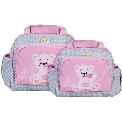 Kit Bolsas Maternidade Ursinho Baby Passeio Cinza E Rosa