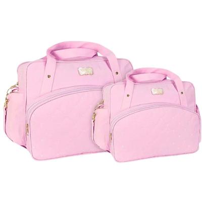 Kit Bolsas Maternidade Bordado Baby Royal Gold Rosa