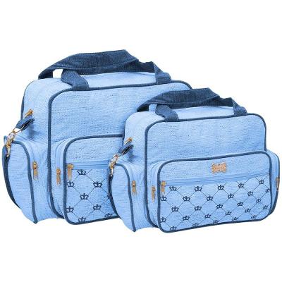 Kit Bolsas Maternidade Classic Baby Gold Azul Claro