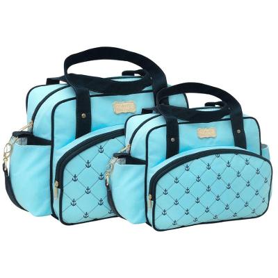 Kit Bolsas Maternidade Bordado Baby Royal Gold Azul Claro