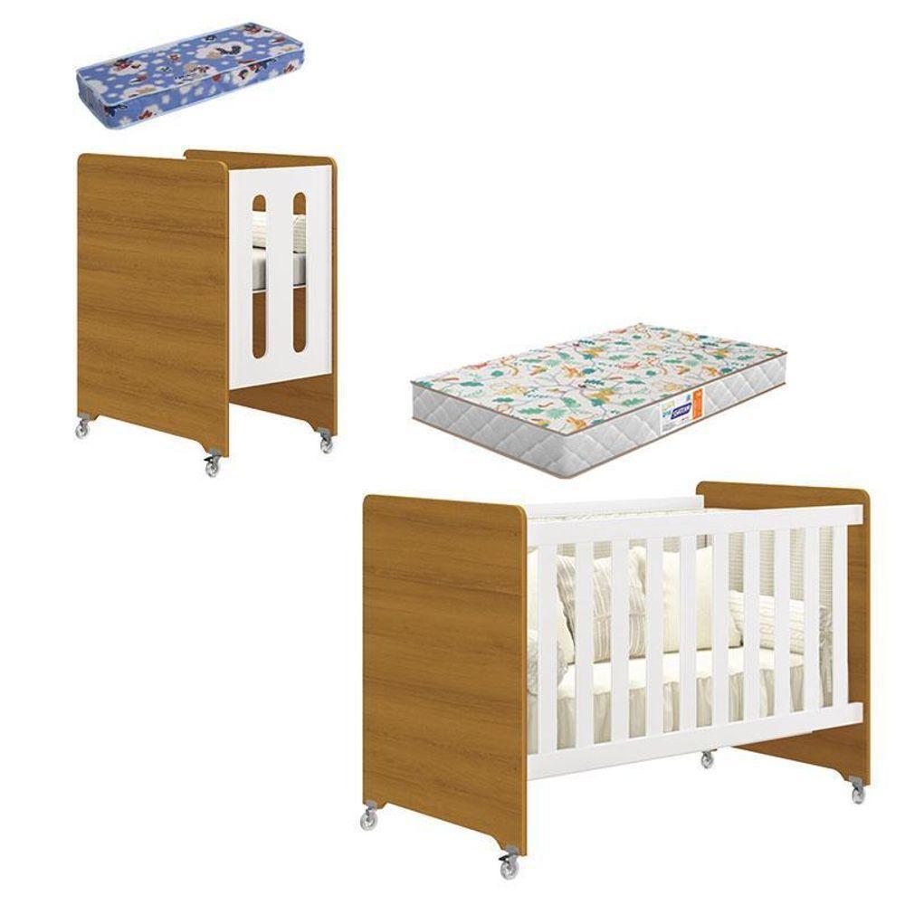 Berço Americano Evolution 4 Em 1 Branco Acetinado Savana Com Colchão Mini E Colchão Americano Gazin - Reller - 1