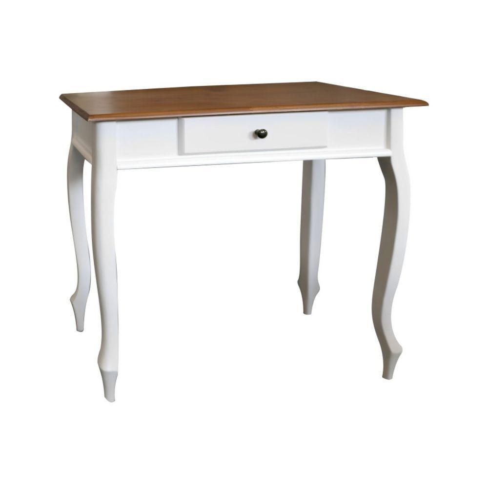 Aparador De Sala Rústico Madeira 1 Gavetas Pés Luiz Xv - Branco Laca Com Tampo Imbuia Glazer - 1