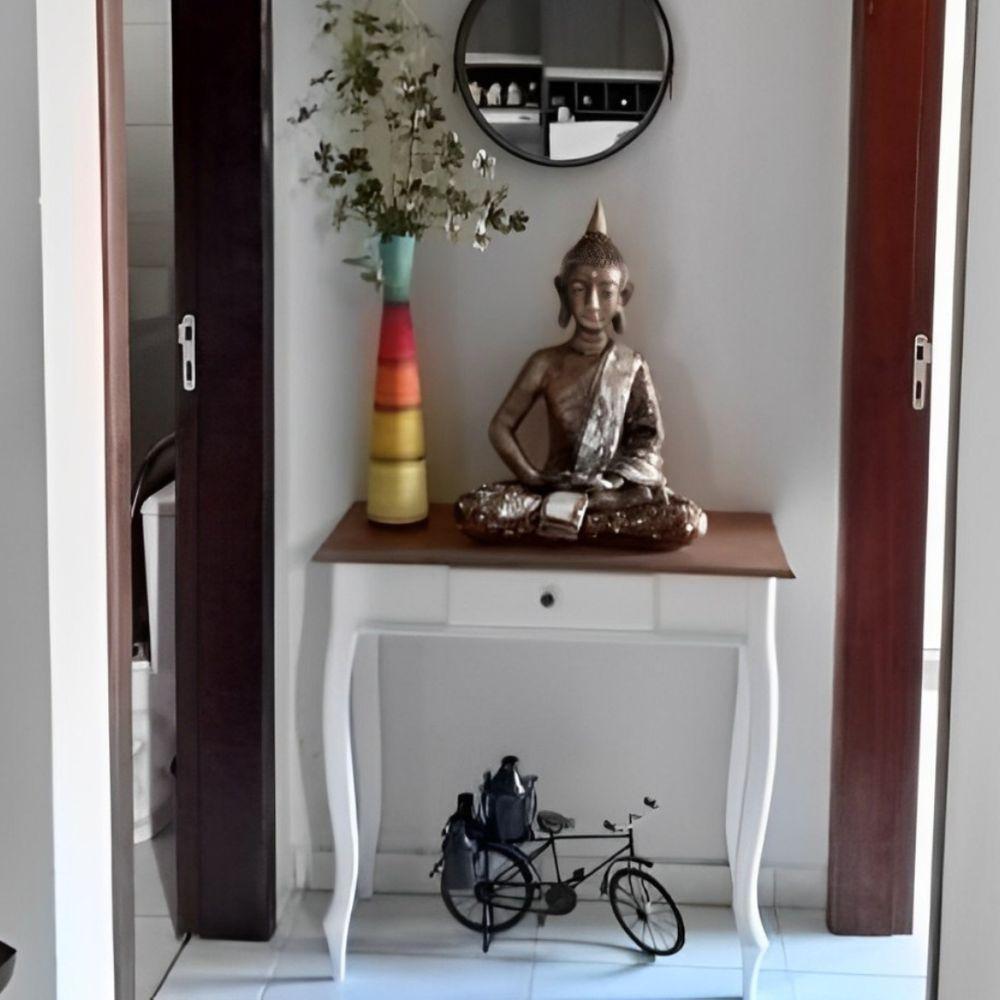 Aparador De Sala Rústico Madeira 1 Gavetas Pés Luiz Xv - Branco Laca Com Tampo Imbuia Glazer - 2