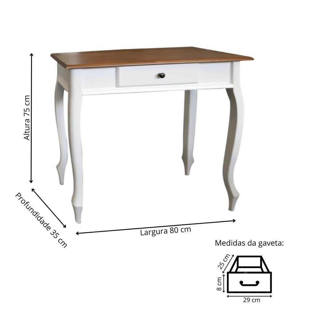 Aparador De Sala Rústico Madeira 1 Gavetas Pés Luiz Xv - Branco Laca Com Tampo Imbuia Glazer - 4