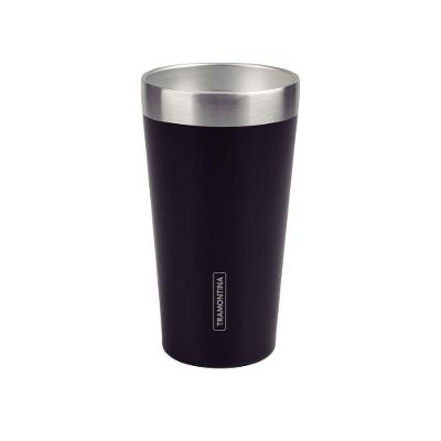 Copo Térmico Tramontina Exata Em Aço Inox Preto Sem Tampa 420 Ml
