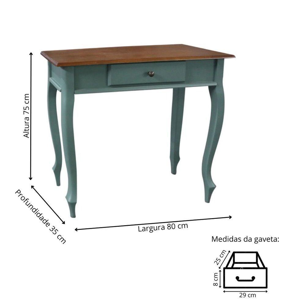 Aparador De Sala Rústico Madeira 1 Gavetas Pés Luiz Xv - Verde Kalle Com Tampo Imbuia Glazer - 4