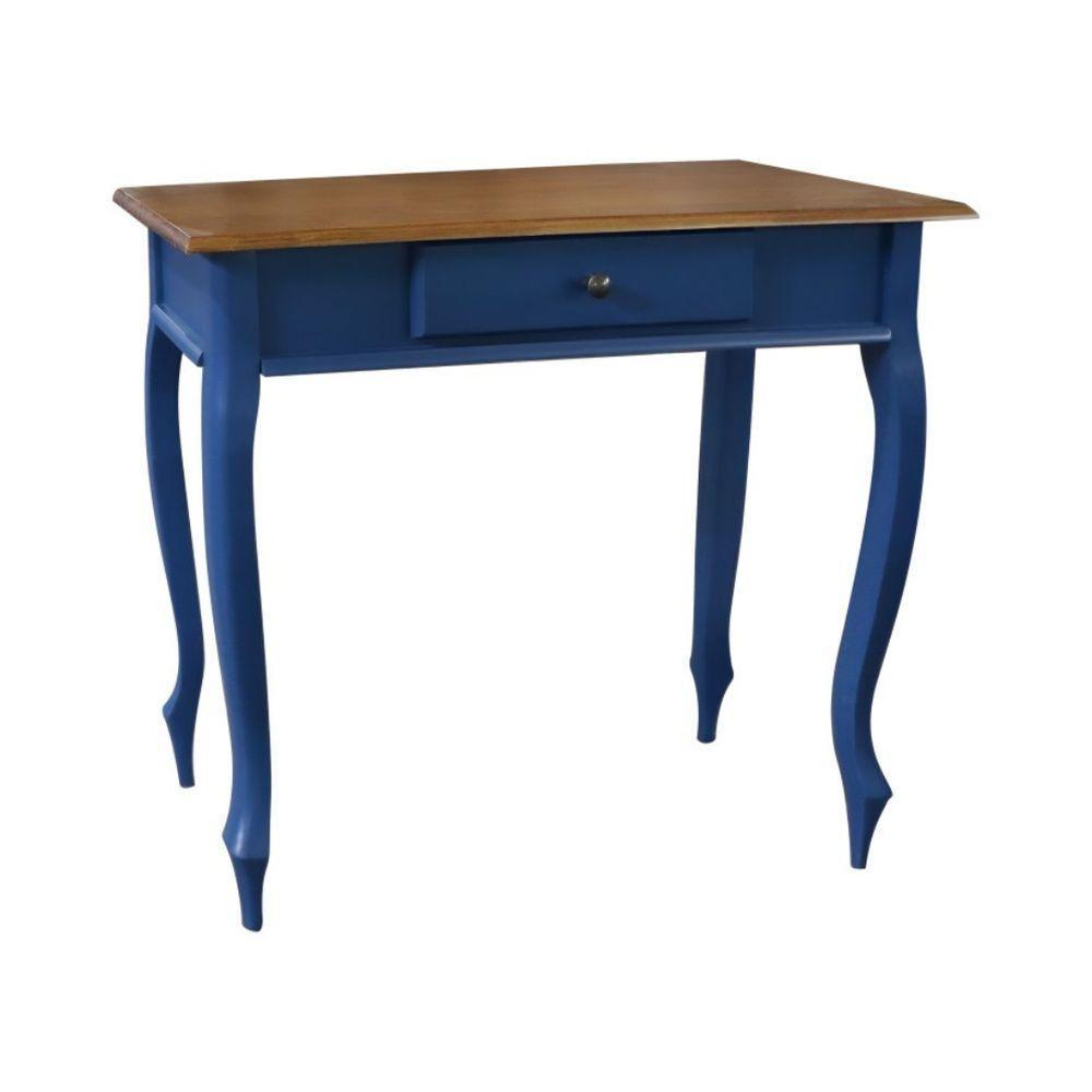 Aparador De Sala Rústico Madeira 1 Gavetas Pés Luiz Xv - Azul Bic Com Tampo Imbuia Glazer - 1