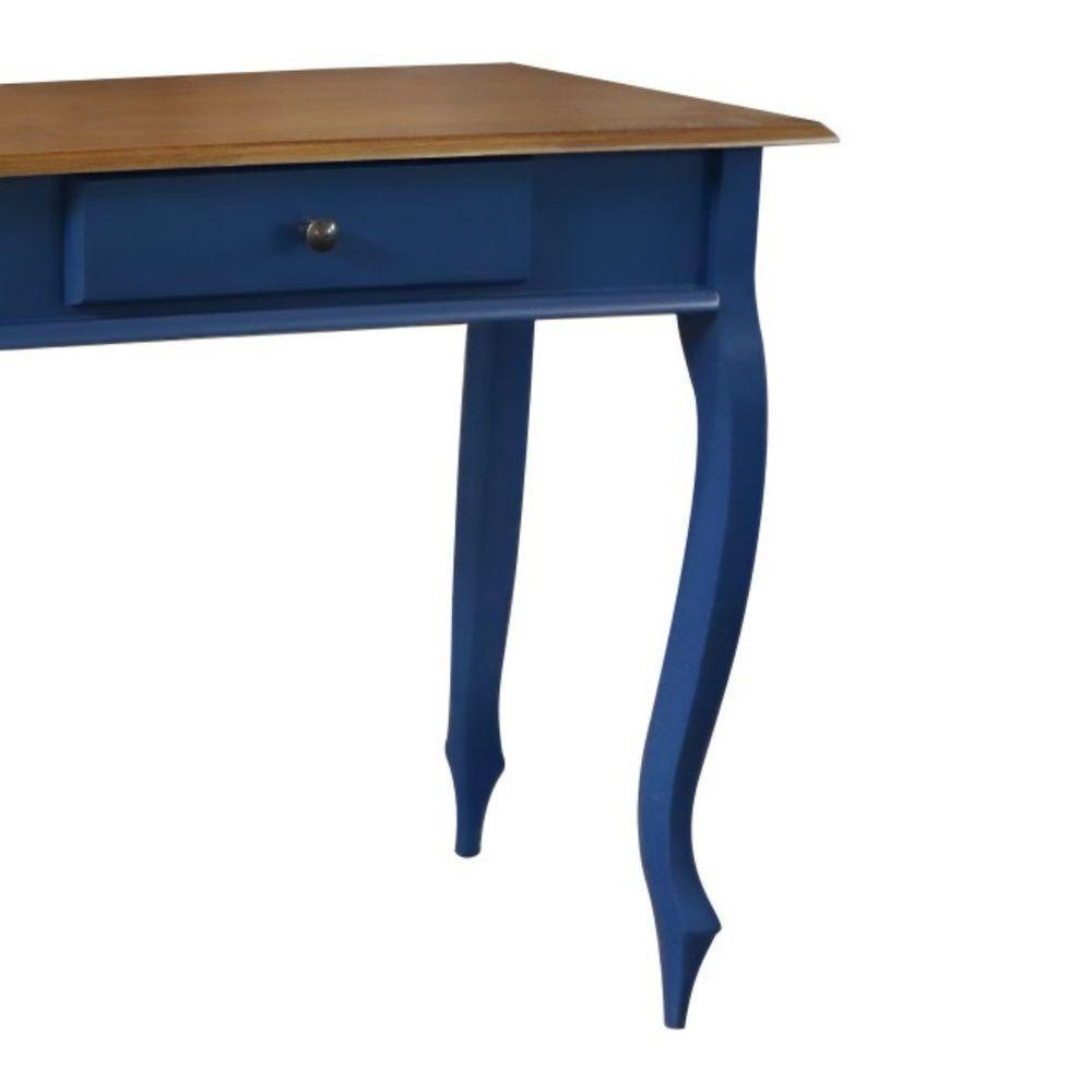 Aparador De Sala Rústico Madeira 1 Gavetas Pés Luiz Xv - Azul Bic Com Tampo Imbuia Glazer - 2