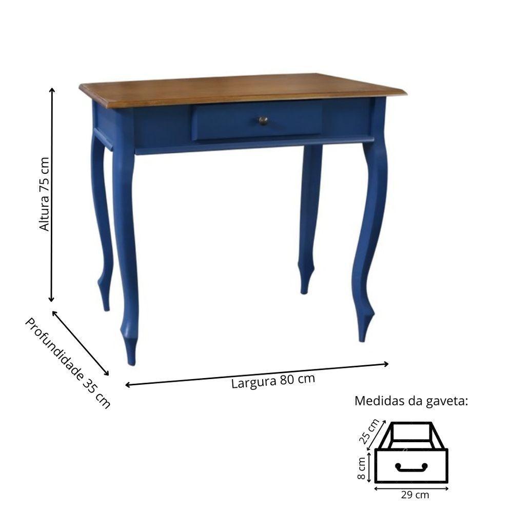 Aparador De Sala Rústico Madeira 1 Gavetas Pés Luiz Xv - Azul Bic Com Tampo Imbuia Glazer - 3