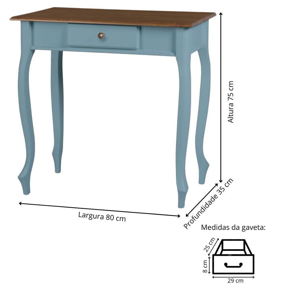 Aparador De Sala Rústico Madeira 1 Gavetas Pés Luiz Xv - Azul Céu Laca Com Tampo Imbuia Glazer - 5