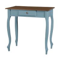 Aparador De Sala Rústico Madeira 1 Gavetas Pés Luiz Xv - Azul Céu Laca Com Tampo Imbuia Glazer - 1