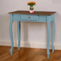 Aparador De Sala Rústico Madeira 1 Gavetas Pés Luiz Xv - Azul Céu Laca Com Tampo Imbuia Glazer - 2