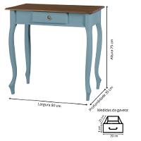 Aparador De Sala Rústico Madeira 1 Gavetas Pés Luiz Xv - Azul Céu Laca Com Tampo Imbuia Glazer - 5