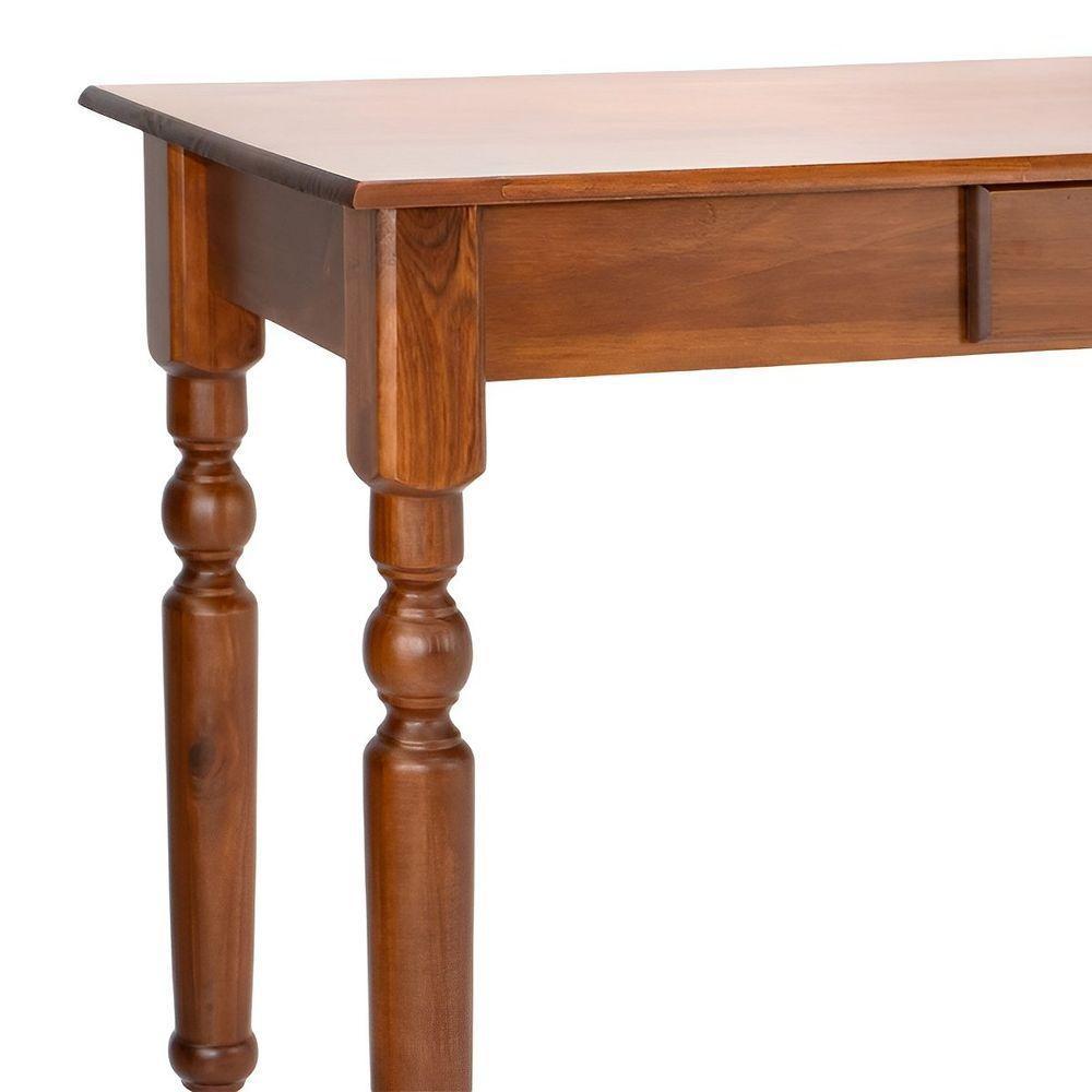 Aparador De Sala Ou Escrivaninha Rústico Madeira 1 Gavetas Com Pés Torneados - Imbuia Glazer - 3