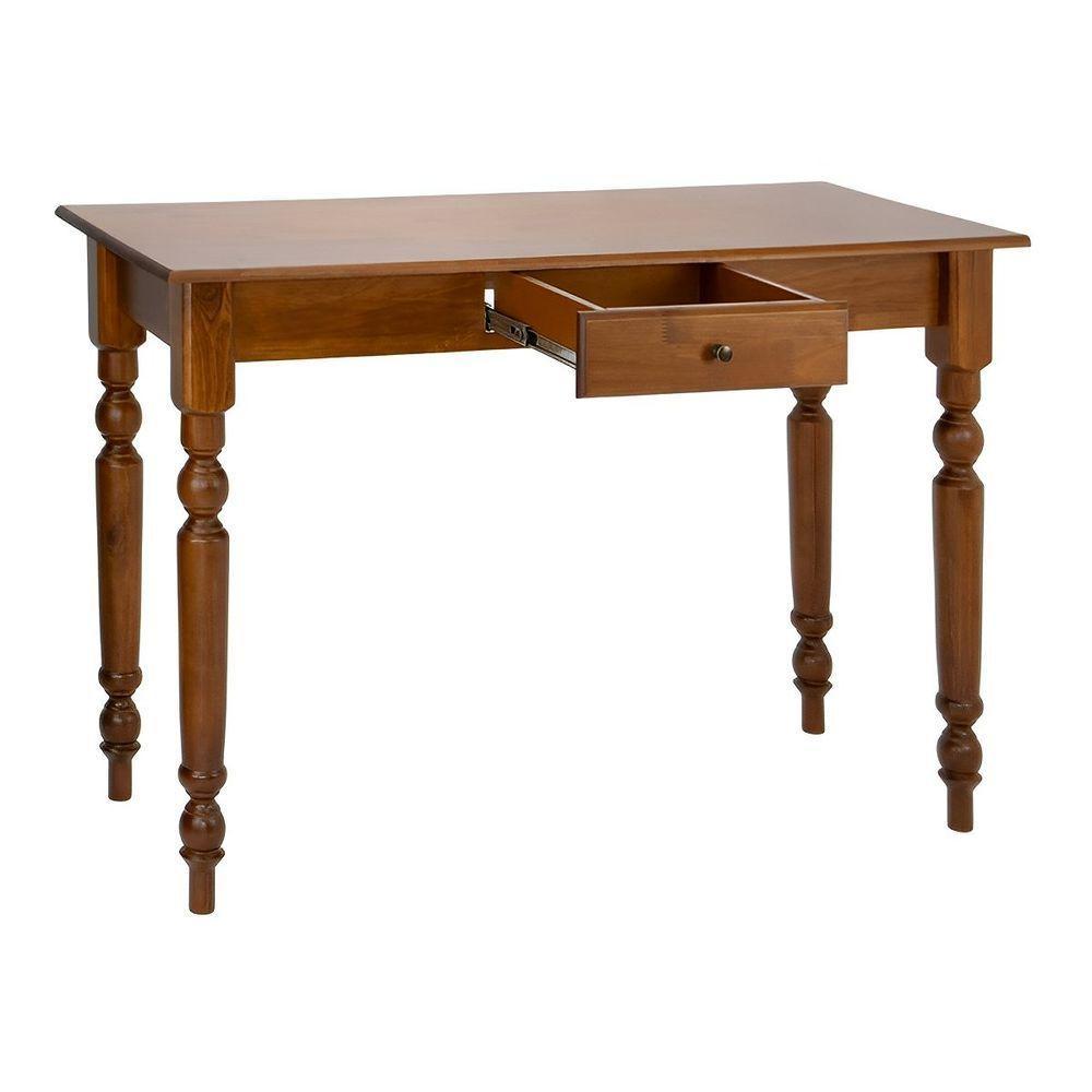 Aparador De Sala Ou Escrivaninha Rústico Madeira 1 Gavetas Com Pés Torneados - Imbuia Glazer - 4