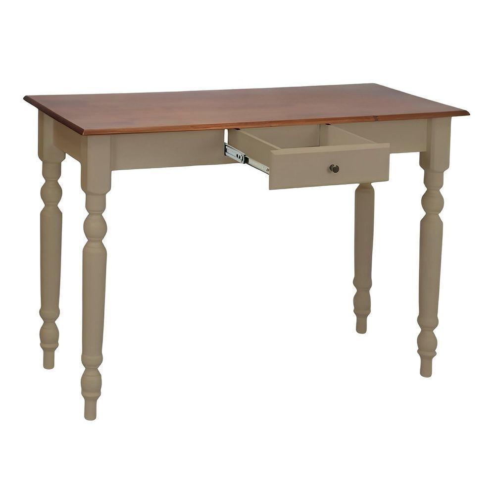 Aparador De Sala Ou Escrivaninha Rústico Madeira 1 Gavetas Com Pés Torneados - Amêndoa Com Tampo E Base Imbuia Glazer - 3