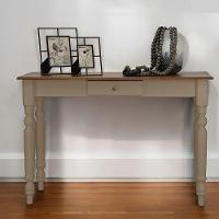 Aparador De Sala Ou Escrivaninha Rústico Madeira 1 Gavetas Com Pés Torneados - Amêndoa Com Tampo E Base Imbuia Glazer - 2