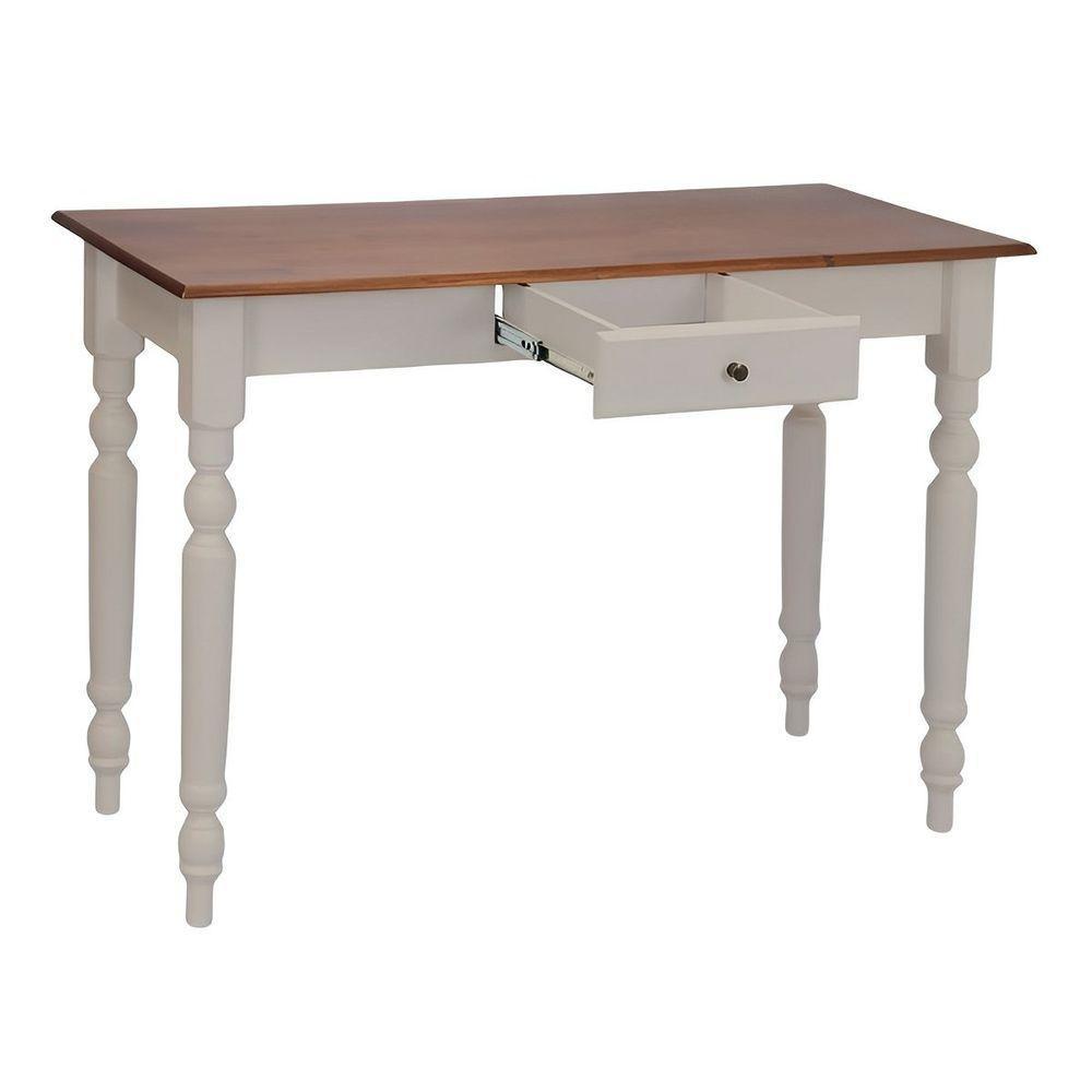 Aparador De Sala Ou Escrivaninha Rústico Madeira 1 Gavetas Com Pés Torneados - Nude Laca Com Tampo Imbuia Glazer - 5